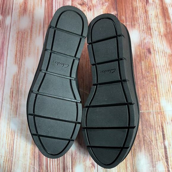 Clarks AIRABELL Womens Size 8 Black Suede Wedge Heel Slip On Loafers Shoes - Picture 8 of 10